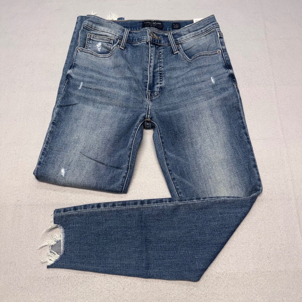 Lucky Brand Bridgette Womens Jeans 8/29 Blue High Rise Skinny Ankle Raw Hem New